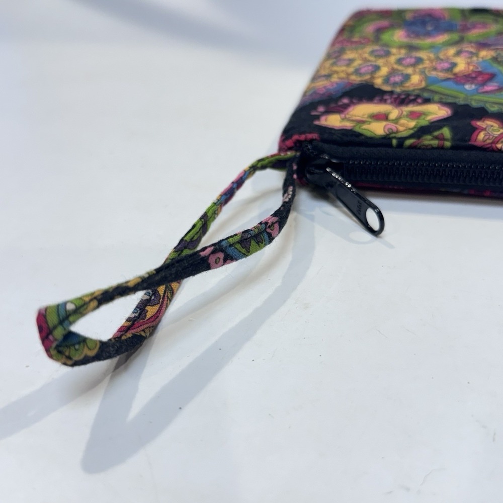 Vera Bradley Wristlet Wallet Quilted Black w Multi Color Paisley Symphony in Hue - Picture 5 of 10
